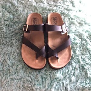 Mudd Black Footbed Sandals